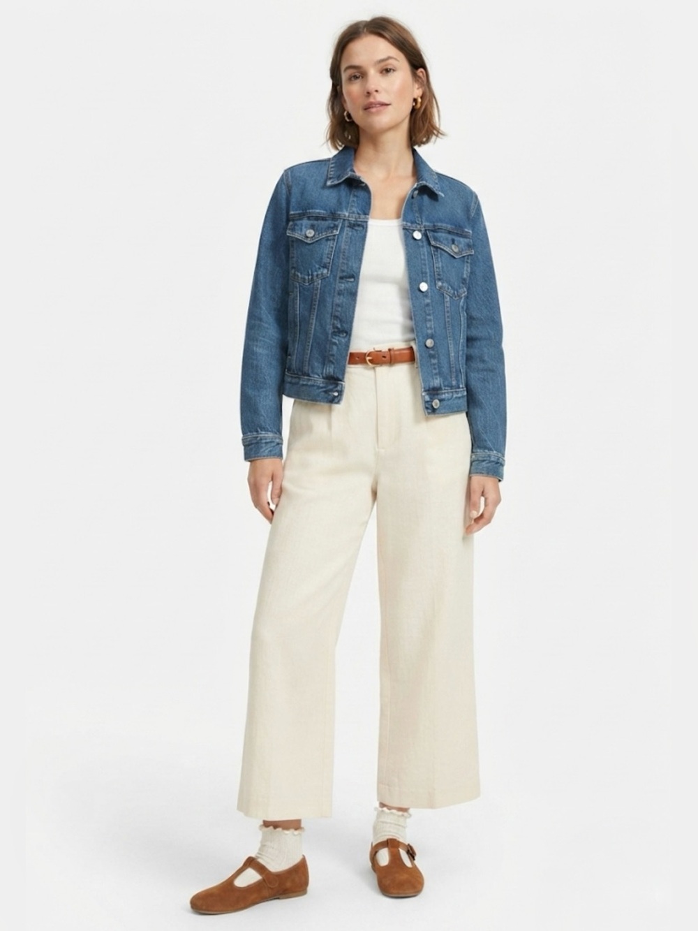 Everlane The Shrunken Denim Jacket Medium Wash Blue Cotton M